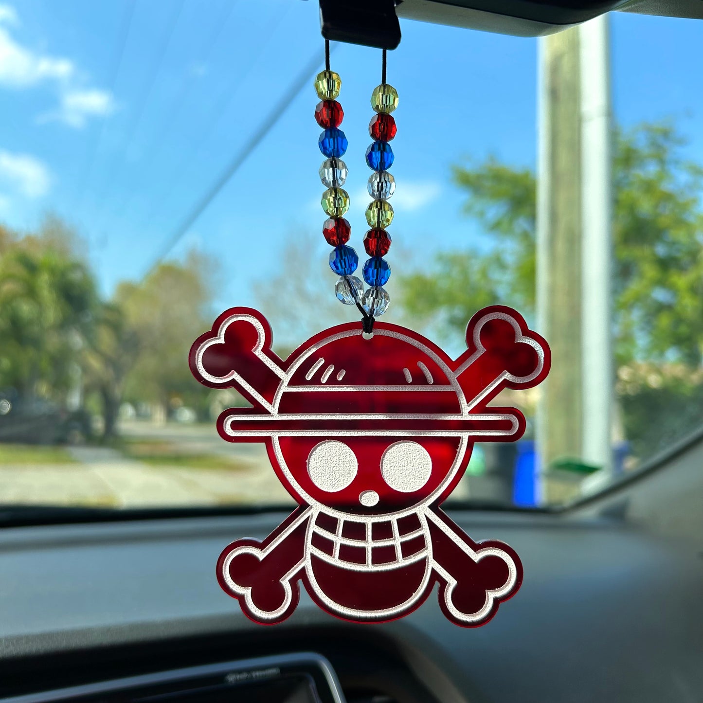 straw hat car charm