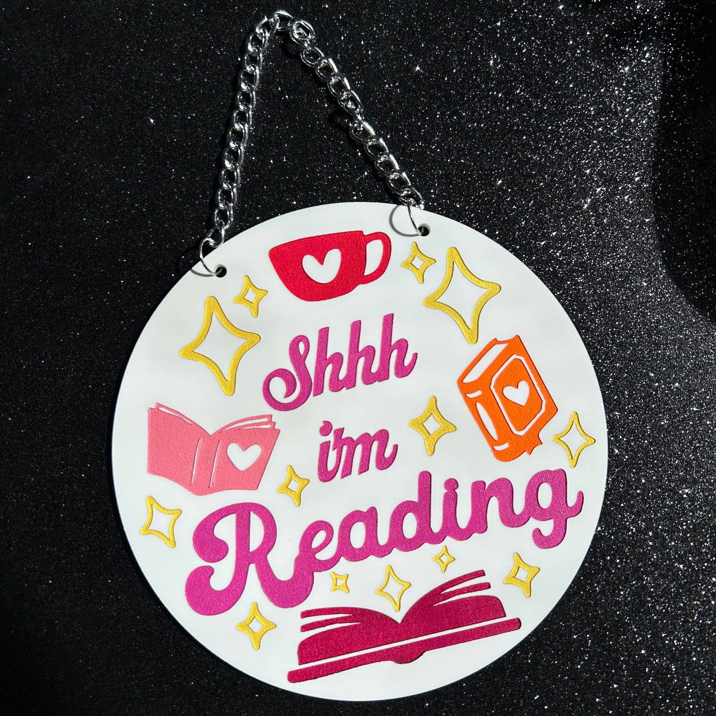 shh im reading wall hanging