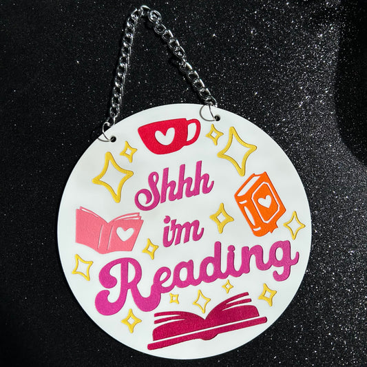 shh im reading wall hanging